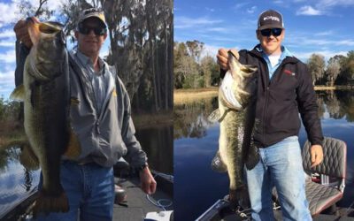 Father And Son Bass Fishing On Lake Santa Fe