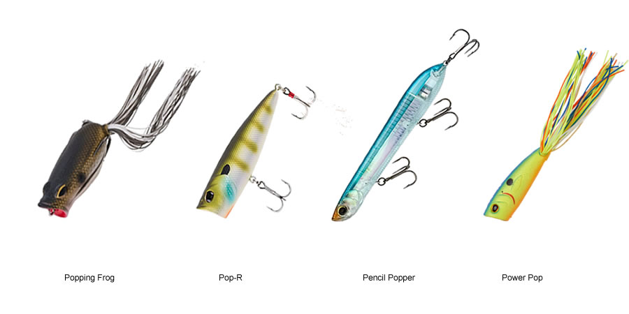 A popper lure creating ripples on the water surface
