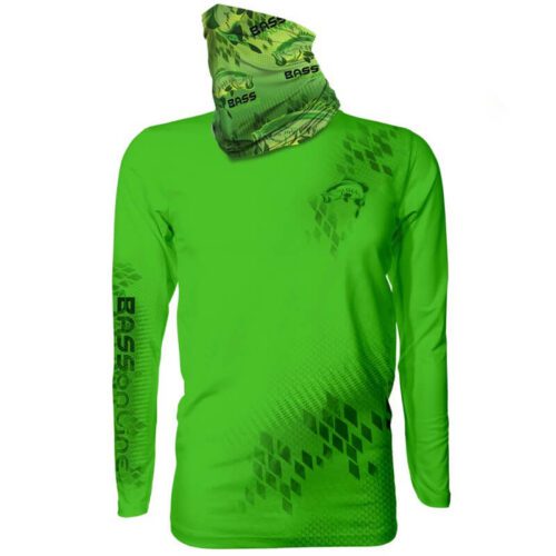 Bass Green Combo Pack - Neck Gaiter & Long Sleeve Fishing Shirts