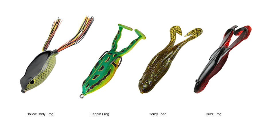 A close-up of a frog lure with lily pads in the background