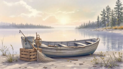 Lake Ontario, NY 7 Essential fishing gear laid out, ready for a day on Lake Ontario