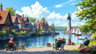 Ogdensburg NY 5 Outdoor activities along the St. Lawrence River, including fishing and boating