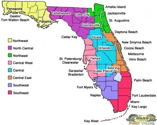 Map Of Florida Lakes Florida Lakes | Map of Fishing Lakes in Florida by BassOnline.com