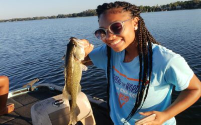 Young City Girl Fishing in Central Florida for Largemouth Bass