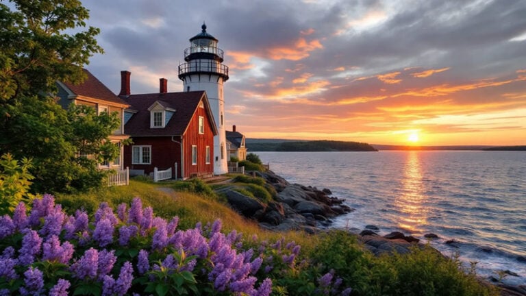A scenic view of Tibbetts Point Lighthouse near Cape Vincent, NY